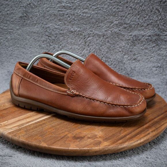Ecco Brown Leather Slip On Driving Moc Loafers Men’s Eu 44 US 10 Classic - Picture 1 of 7